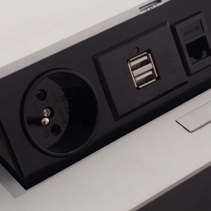 Розетковий блок вбудований 2x230V/2xUSB/1xRJ45