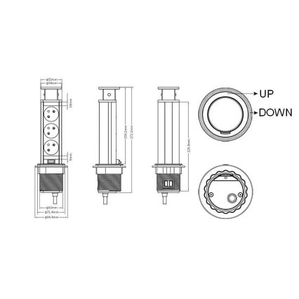 Розетковий стовпчик для стільниці 3x230V