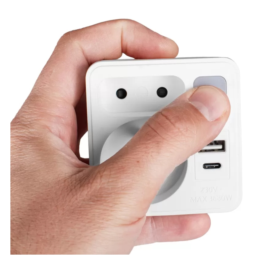 Подовжувач із 2 розетками + USB‑C + USB‑A з LED‑підсвіткою LED/0,5W/230V 3000K