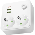 Розгалужувач із вимикачем LINEA, 2×230 В (SCHUKO) + 3× USB-A/USB-C, білий