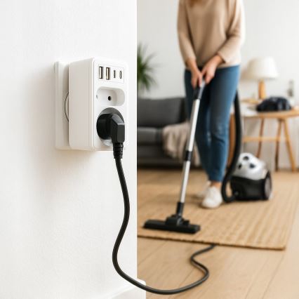 Розгалужувач розеток 2 гнізда + 2xUSB-C + 2xUSB-A