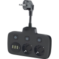 Розгалужувач розеток з вимикачем LINEA 2x230V + 4xUSB A/C SCHUKO чорний