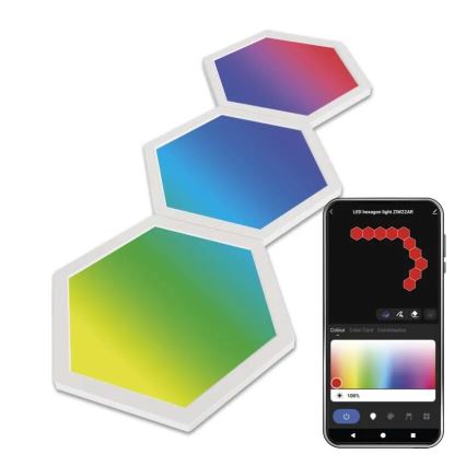 НАБІР 3x LED RGBIC+CCT Панель з регулюванням яскравості - розширення 3xLED/1,8W/230V Wi-Fi Tuya