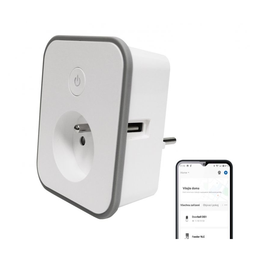 Розумна розетка з вимірюванням споживання 3680W/230V + 2xUSB/12W/5V Wi-Fi