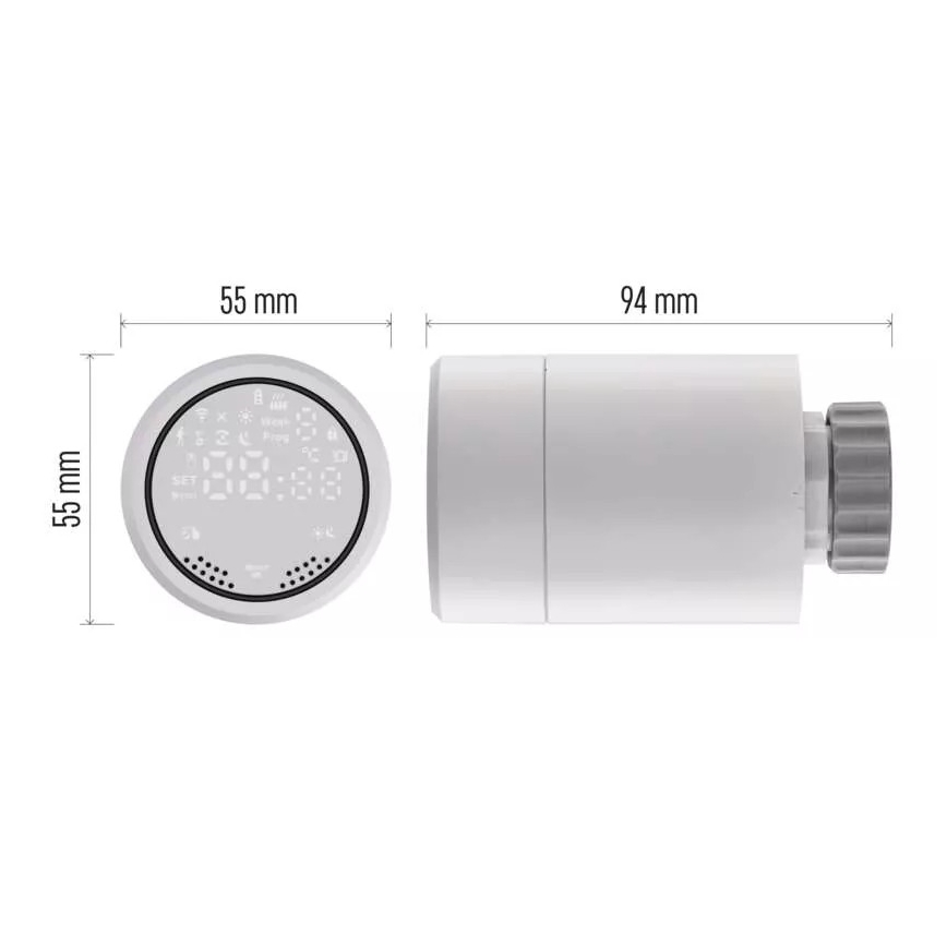 Розумна термостатична головка з РК-дисплеєм GoSmart M30x1,5 2xAA/1,5V Tuya