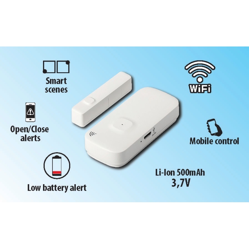 Розумний датчик для вікон і дверей 3,7V 500 mAh Wi-Fi Tuya