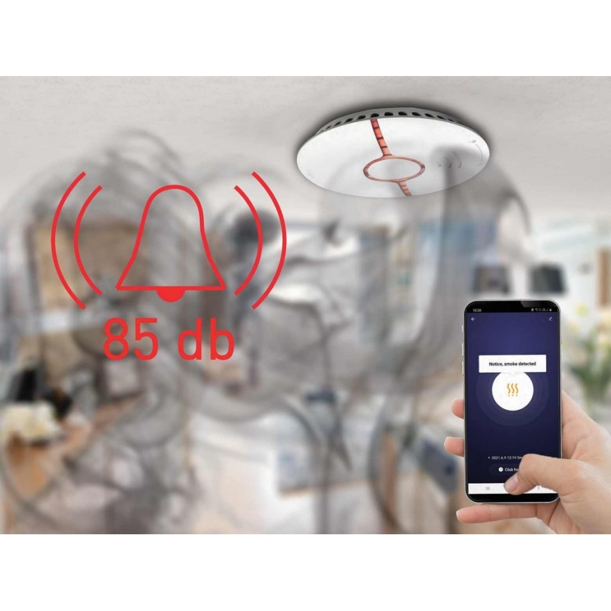 Розумний детектор диму 2xAAA Wi-Fi Tuya