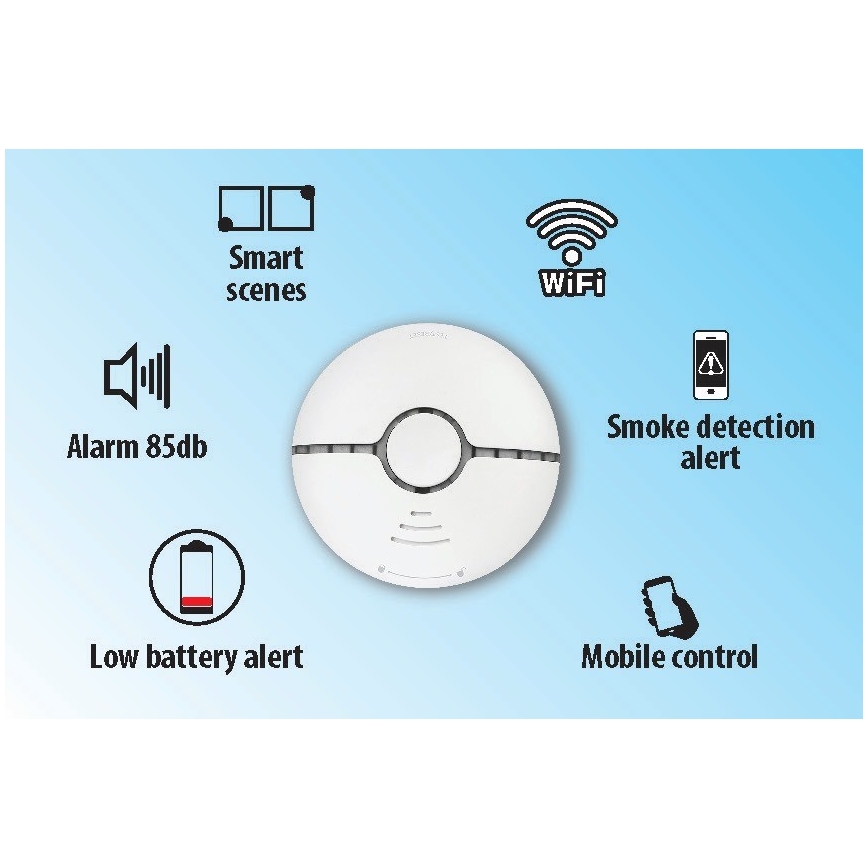 Розумний детектор диму 2xAAA Wi-Fi Tuya