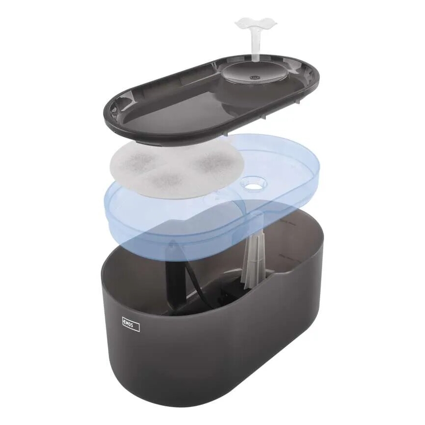 Розумний фонтан для домашніх тварин 2,6 l/5V сірий Wi-Fi