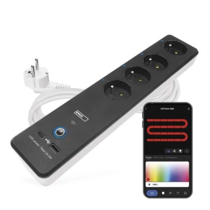 Розумний подовжуючий кабель з вимикачем GoSmart 4Z + 1xUSB-A + 1xUSB-C 2 м Wi-Fi Tuya