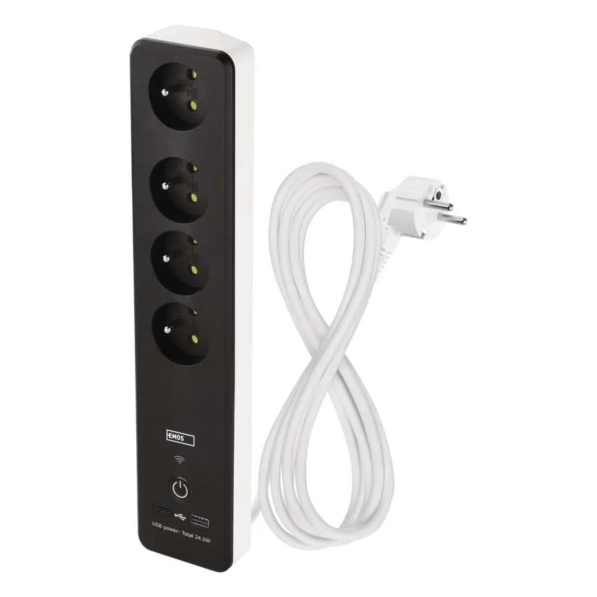 Розумний подовжуючий кабель з вимикачем GoSmart 4Z + 1xUSB-A + 1xUSB-C 2 м Wi-Fi Tuya
