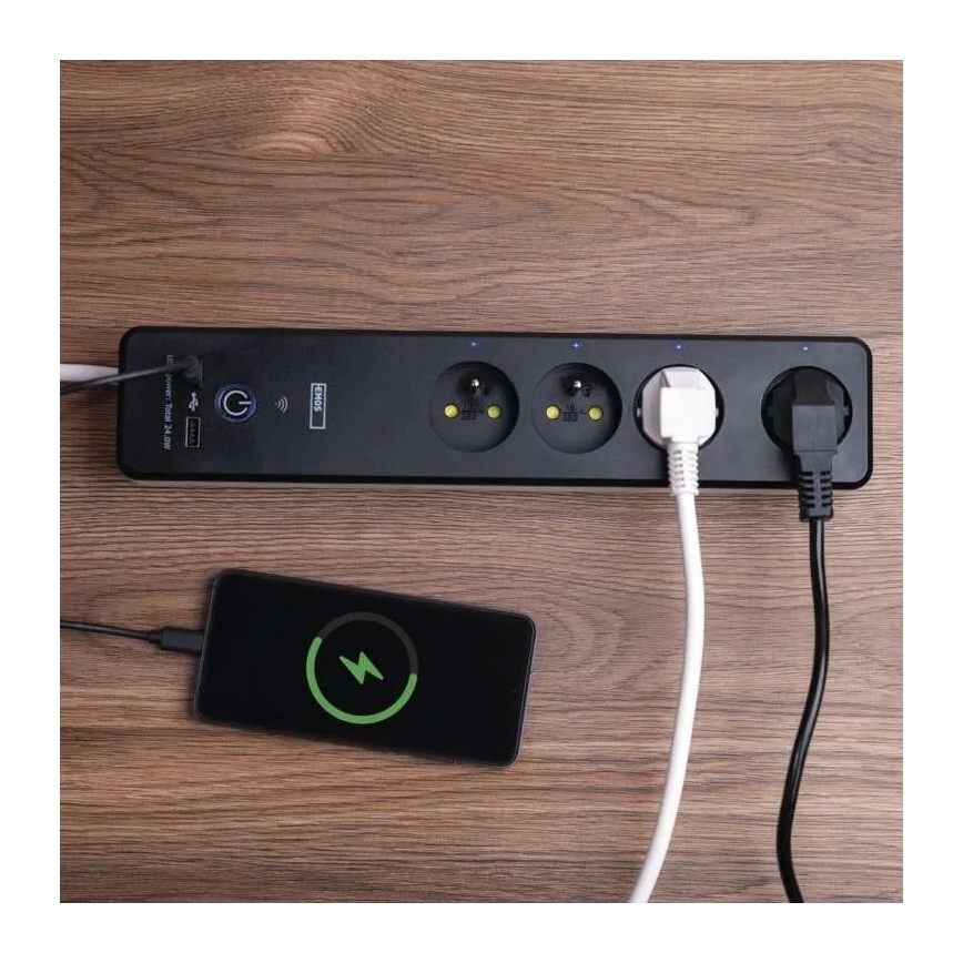 Розумний подовжувач з вимикачем GoSmart 4Z + 1xUSB-A + 1xUSB-C 2 м Wi-Fi Tuya