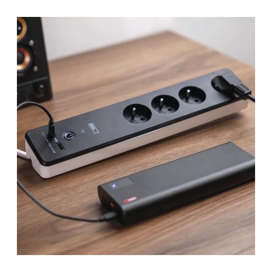 Розумний подовжувач з вимикачем GoSmart 4Z + 1xUSB-A + 1xUSB-C 2 м Wi-Fi Tuya