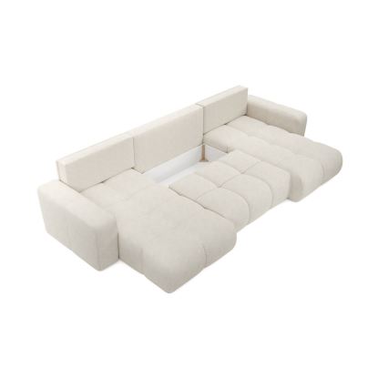 Розкладний U‑подібний м'який диван зі сховищем ALMADA, бежевий