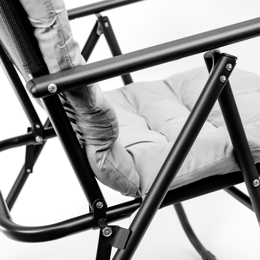 Розкладний кемпінговий стілець з матрацом чорний/сірий