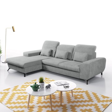 Розкладний кутовий диван АЛТА, Л-подібний, лівий, сірий, зі місцем для зберігання