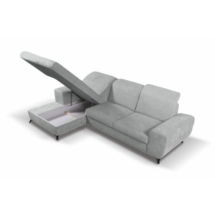 Розкладний кутовий диван АЛТА, Л-подібний, лівий, сірий, зі місцем для зберігання