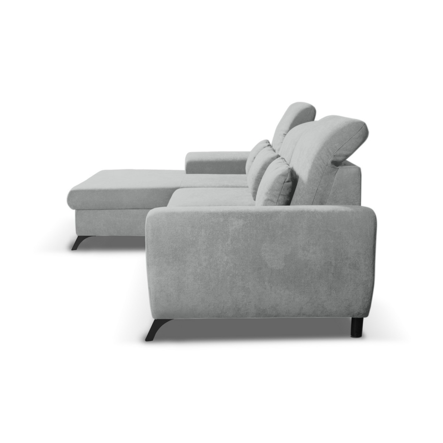Розкладний кутовий диван АЛТА, Л-подібний, лівий, сірий, зі місцем для зберігання