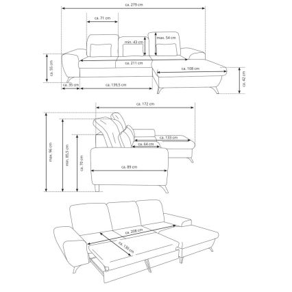 Розкладний кутовий диван АЛТА, Л-подібний, лівий, сірий, зі місцем для зберігання