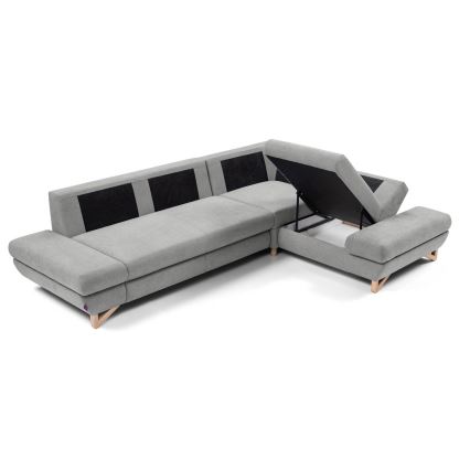 Розкладний кутовий м'який диван у формі L AVESTA з місцем для зберігання, правий, сірий