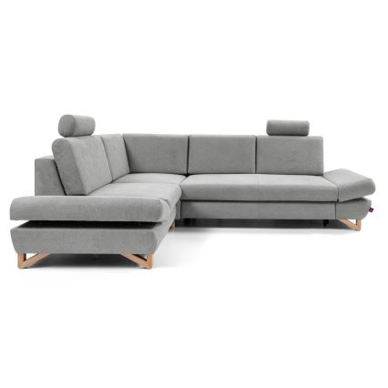 Розкладний кутовий оббитий диван з місцем для зберігання у формі L AVESTA лівий сірий