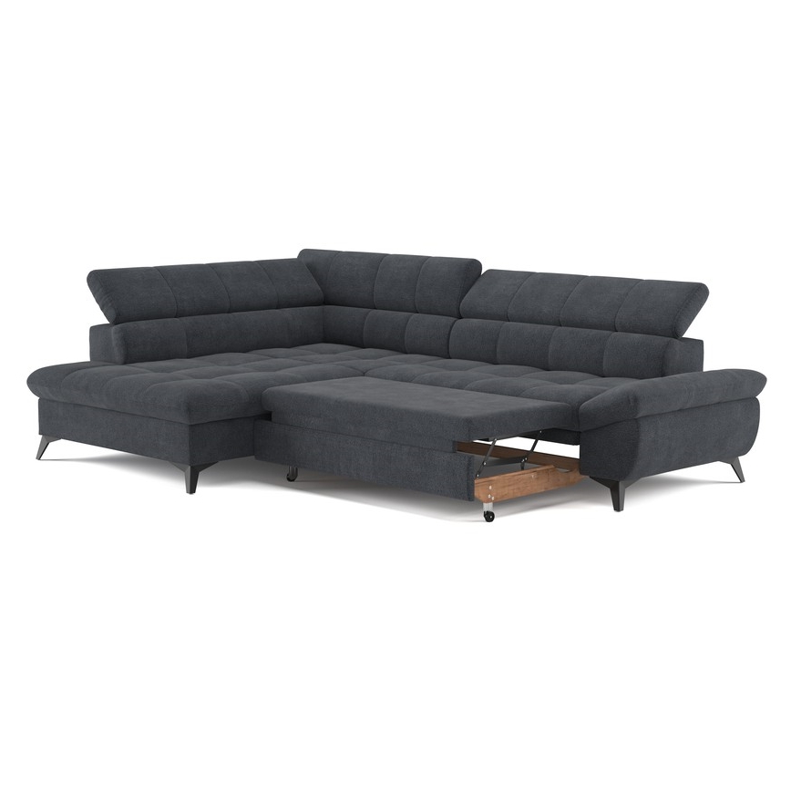 Розкладний кутовий диван у формі L MARANO лівий чорний