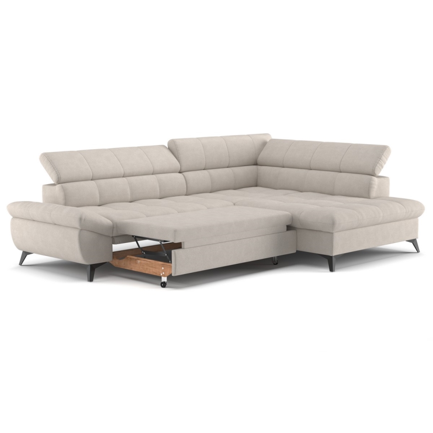 Розкладний кутовий диван у формі L MARANO правий бежевий