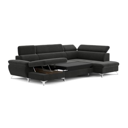 Розкладний кутовий диван у формі U з місцем для зберігання CATANIA, правий, графіт