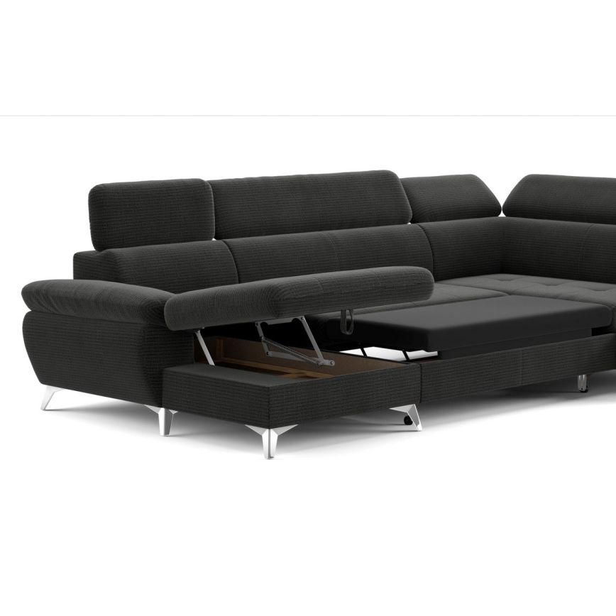 Розкладний кутовий диван у формі U з місцем для зберігання CATANIA, правий, графіт