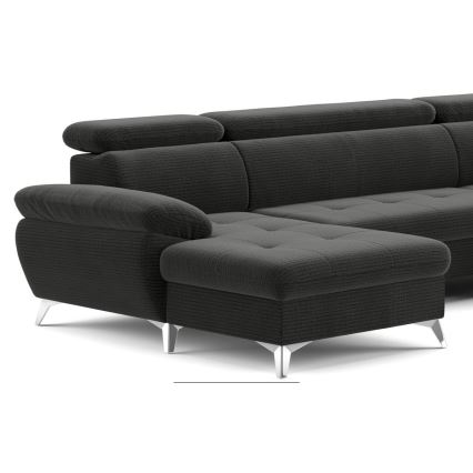 Розкладний кутовий диван у формі U з місцем для зберігання CATANIA, правий, графіт