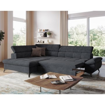 Розкладний кутовий диван у формі L MARANO лівий чорний