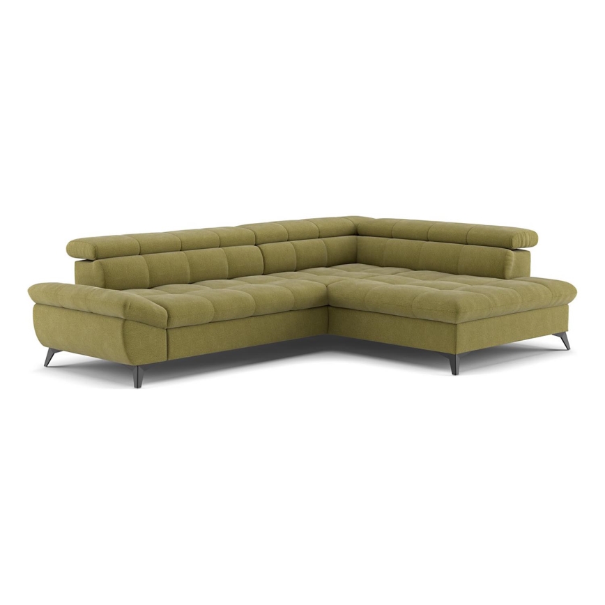 Розкладний кутовий диван у формі L MARANO правий оливковий