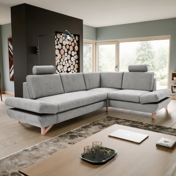 Розкладний кутовий м'який диван у формі L AVESTA з місцем для зберігання, правий, сірий