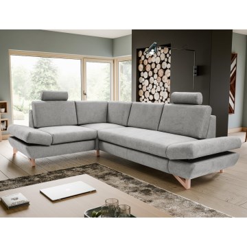 Розкладний кутовий оббитий диван з місцем для зберігання у формі L AVESTA лівий сірий