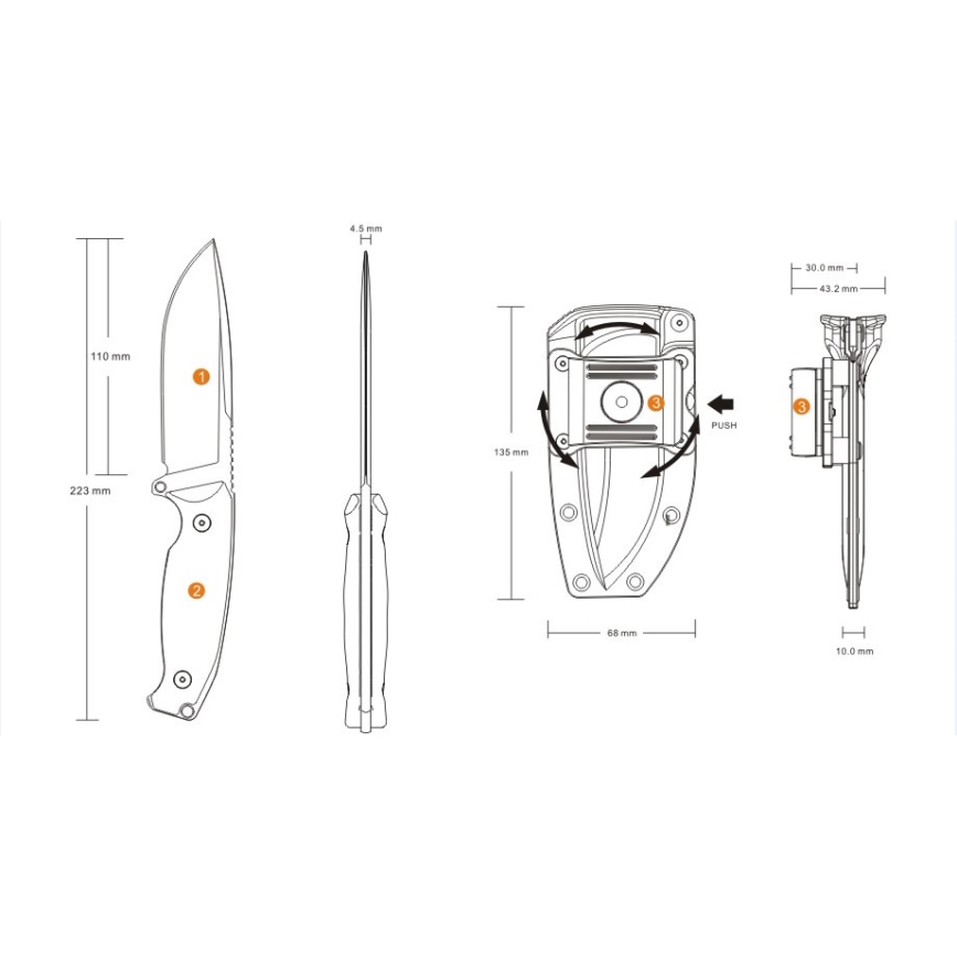 Ruike RUJF118B - Нож JAGER 22,3 см черный