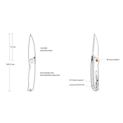 Ruike RUP661B - Складной компактный нож 16,9 см черный