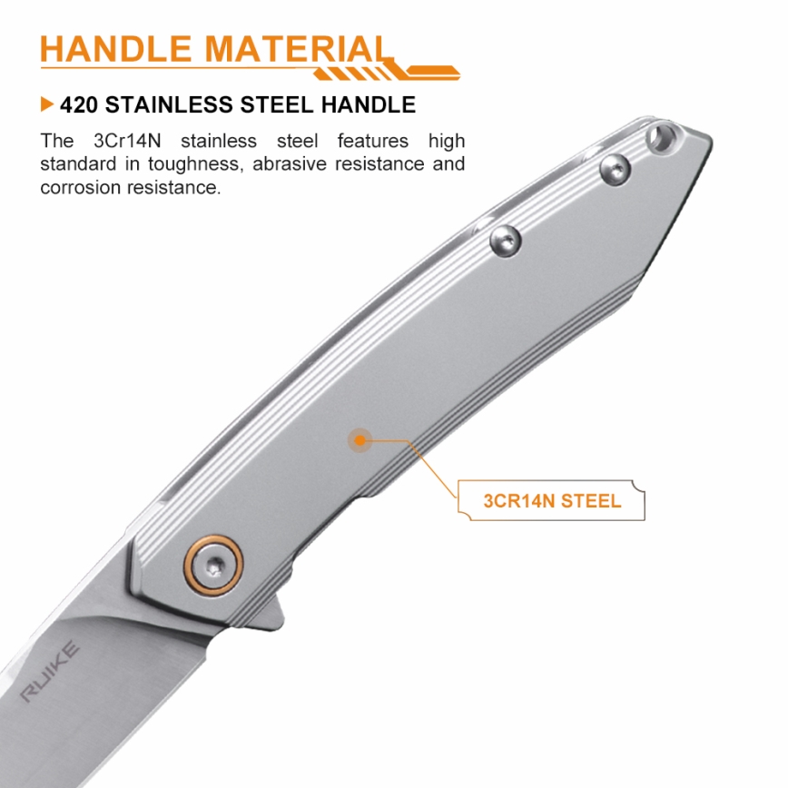 Ruike RUP831SSA - Складаний компактний ніж 19,5 см срібний