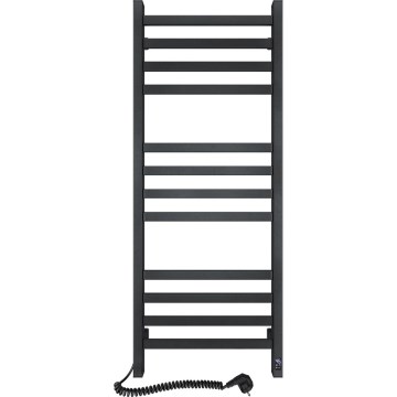 Рушникосушарка AVANGARD для ванної з термостатом 459W/230V, 120,6 см, IP44, чорна, ліва, з квадратним профілем