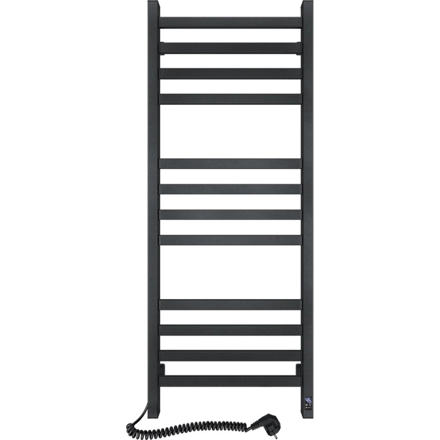 Рушникосушарка AVANGARD для ванної з термостатом 459W/230V, 120,6 см, IP44, чорна, ліва, з квадратним профілем