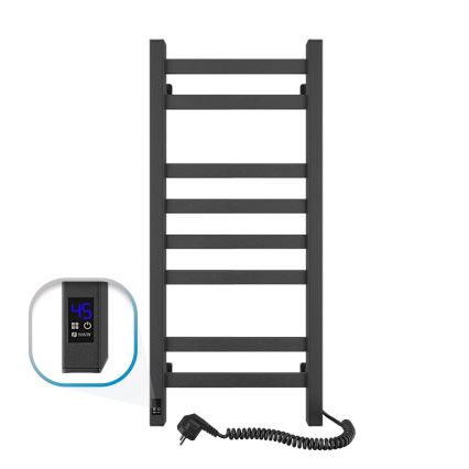 Рушникосушарка для ванної AVANGARD з термостатом, 251W/230V, 80,6cm, IP44, чорна, з правим підключенням, з квадратним профілем