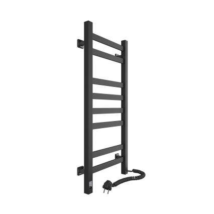 Рушникосушарка для ванної AVANGARD з термостатом, 251W/230V, 80,6cm, IP44, чорна, з правим підключенням, з квадратним профілем