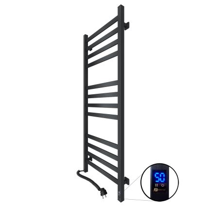 Рушникосушарка AVANGARD для ванної з термостатом 459W/230V, 120,6 см, IP44, чорна, ліва, з квадратним профілем