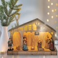 Різдвяна LED декорація LED/2xAA дерев'яний вертеп