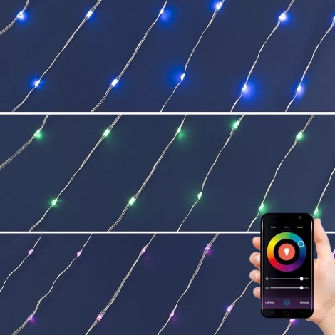 Різдвяна LED RGB гірлянда з регулюванням яскравості 200xLED/29 функцій 20,4м