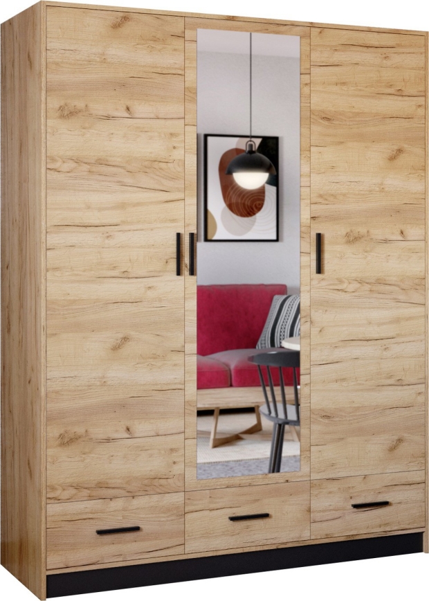 Шафа для одягу з дзеркалом SANNA 150x215 см дуб крафт