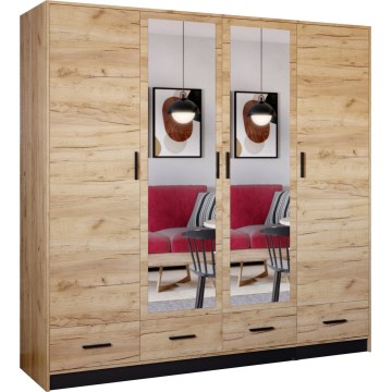 Шафа для одягу з дзеркалом SANNA 200x215 см дуб крафт