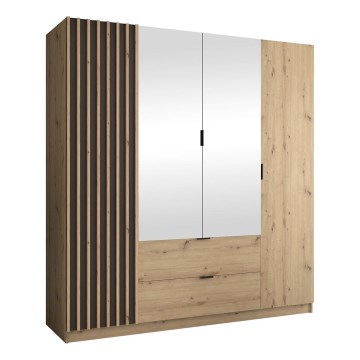 Шафа для одягу з дзеркалом VISTA 200x215 см дуб artisan/графіт