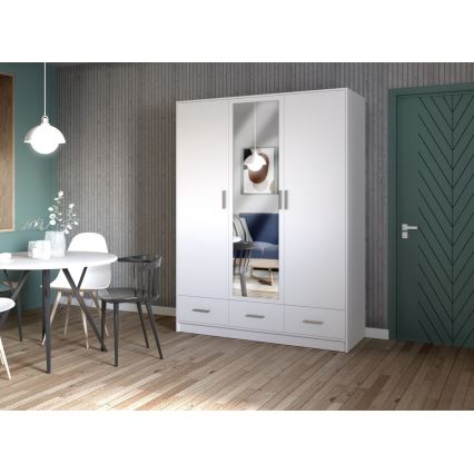 Шафа для одягу з дзеркалом SANNA 150x215 см біла