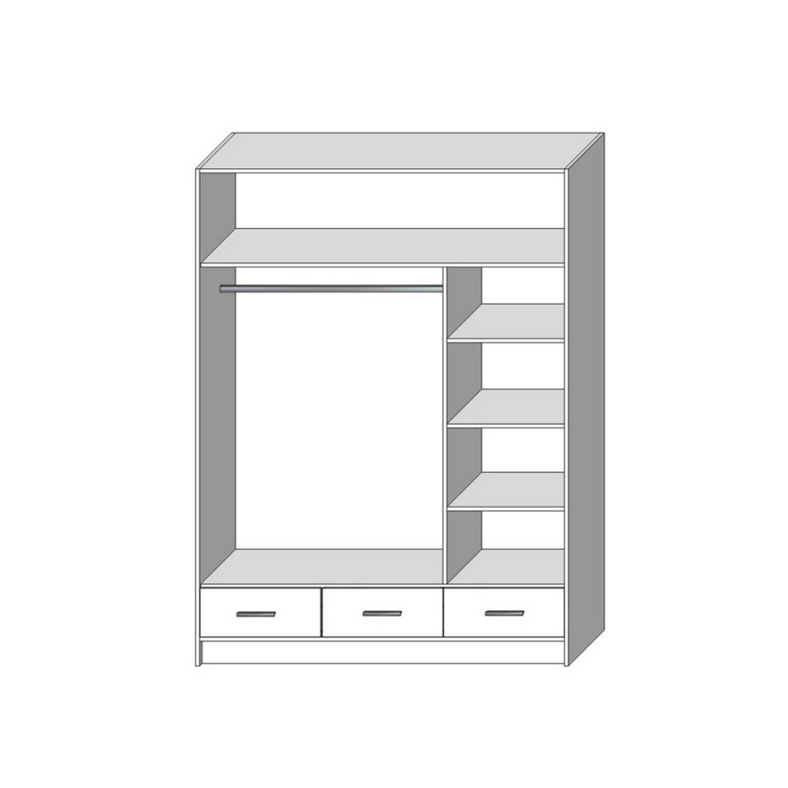 Шафа для одягу з дзеркалом SANNA 150x215 см дуб крафт
