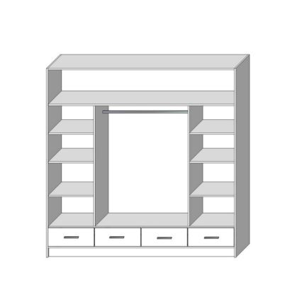 Шафа для одягу з дзеркалом SANNA 200x215 см дуб крафт